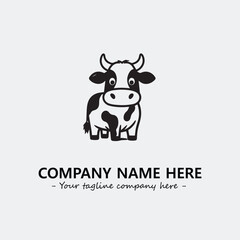 Cow illustration black and white for logo company vector image
