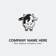 Cow illustration black and white for logo company vector image
