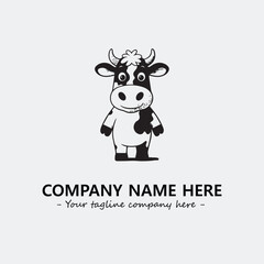 Cow illustration black and white for logo company vector image
