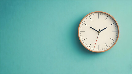 Round Wall Clock On Light Teal Textured Wall