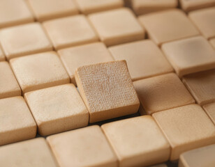 Wooden Square Tiles with One Standing Out for Uniqueness and Individuality