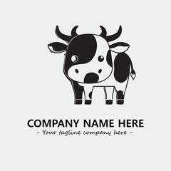 Cow illustration black and white for logo company vector image
