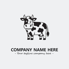 Cow illustration black and white for logo company vector image
