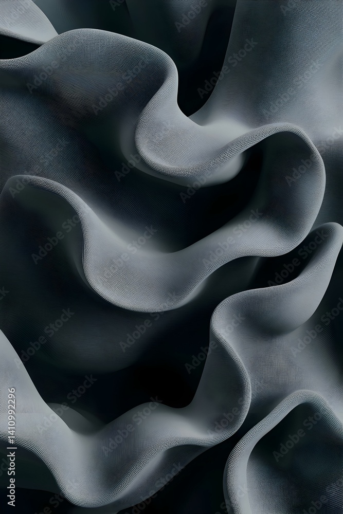 Poster abstract image of flowing, dark grey fabric with a textured surface. perfect for backgrounds, websit