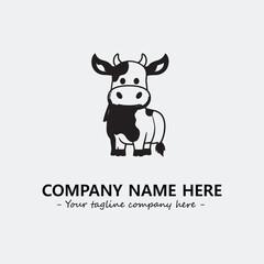 Cow illustration black and white for logo company vector image
