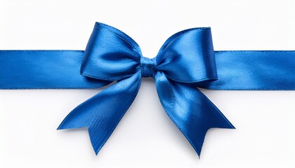Bright Blue Gift Bow and Ribbon  Isolated on White Background