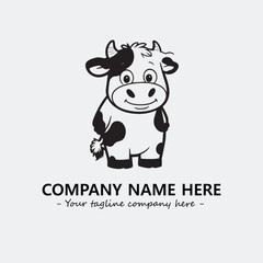 Cow illustration black and white for logo company vector image
