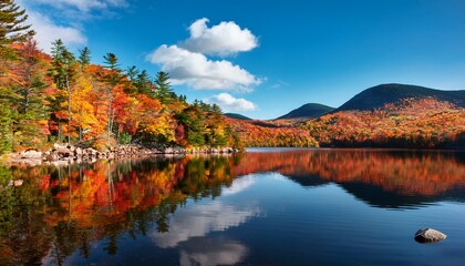 Fototapeta premium lake in autumn in new hampshire