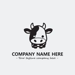 Cow illustration black and white for logo company vector image
