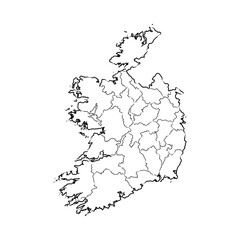 Hand Drawn of Ireland 3D Map on White Background.