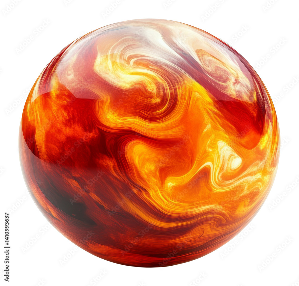 Aufkleber abstract fiery sphere with swirling orange and red patterns on a transparent background, energy core