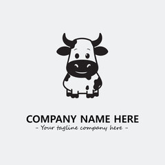 Cow illustration black and white for logo company vector image
