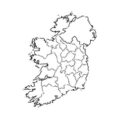 Hand Drawn of Ireland 3D Map on White Background.