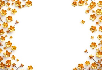Obraz premium Elegant white background with a seamless pattern of tiny gold metallic flowers, metallic pattern, pattern