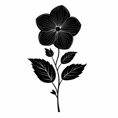 Elegant Black Silhouette Floral Art. Minimalist Botanical Illustration for Modern Home Decor and Tattoo Designs