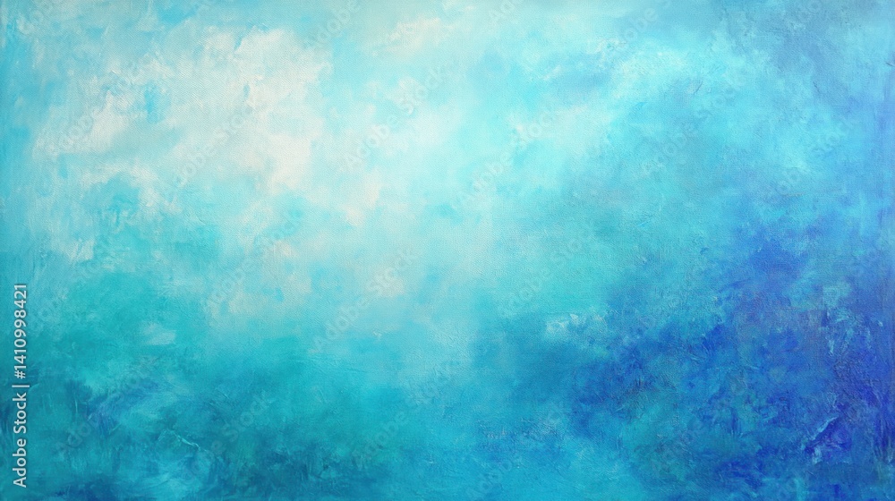 Poster azure textured abstract painting with soft transitions.