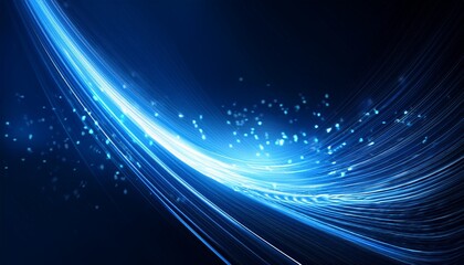 Fototapeta na wymiar Abstract elegant blue glowing line with lighting effect sparkle on dark blue background Template premium award design