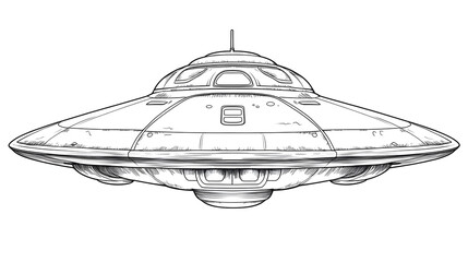Ethereal grayscale ufo illustration