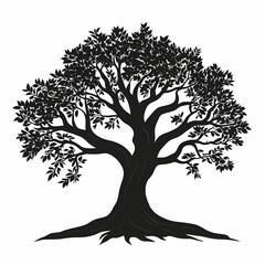 Obraz premium Tree Silhouette Illustration. Capturing the Beauty of Rustic Nature with Branches and Leaves in Harmony