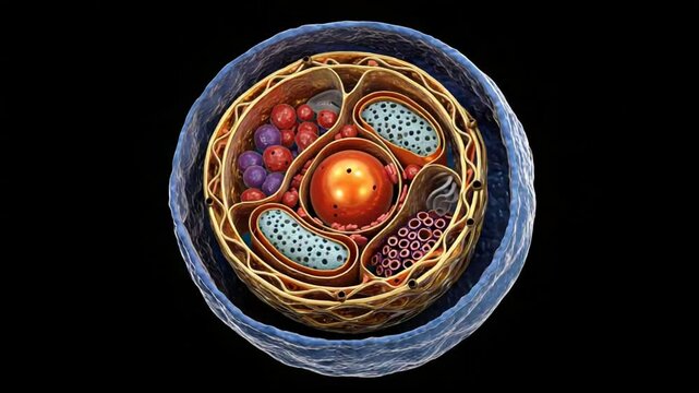 Detailed Illustration of Eukaryotic Cell Nucleus and Organelles Generative AI