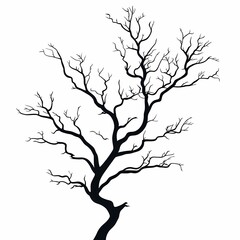 Silhouette Abstract Tree Branch Vector. Minimalistic Nature Art Illustration