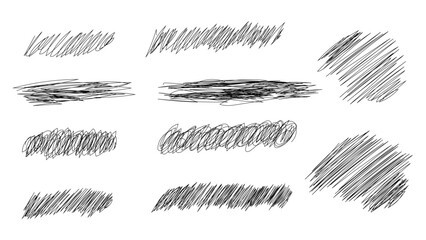 手描きの塗りつぶし、修正、なぐり書き　ベクターイラスト素材のセット　ベクター／透過PNG／JPEG白背景