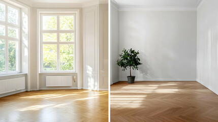 Obraz premium Empty Room With Sunlight And Large Windows