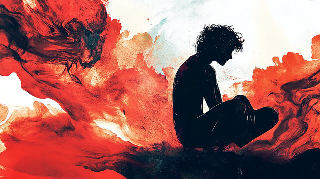 illustration of mental health of a person who is struggling with life
