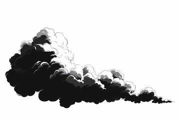 Abstract Black and White Digital Art of Dramatic Stormy Clouds - Vector Illustration