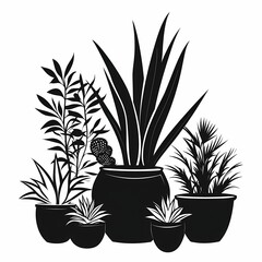 Stylized Indoor Plants and Botanical Illustrations. Modern Decor Elements for Plant Lovers