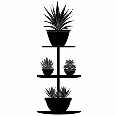 Modern Indoor Garden with Succulents on Vertical Shelf - A Minimalist Botanical Display for Eco-Friendly Apartment Decor