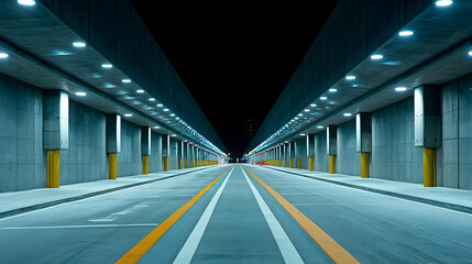Empty Underground Parking Garage At Night