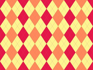 Fototapeta premium Vibrant argyle pattern in warm tones. Perfect for backgrounds, textiles, or website design. This cheerful, geometric design evokes feelings of sophistication and playfulness.