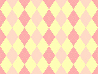 Sweet pastel pink and yellow argyle pattern.  Perfect for backgrounds, textiles, packaging, or feminine branding.  A charming and versatile design with a touch of vintage elegance.