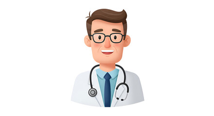 Cartoon doctor character with transparent background