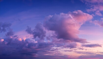 Obraz premium evening sky with clouds. A banner with a gently purple pink