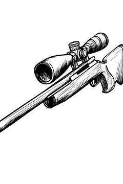 black and white rifle with scope clip art preview