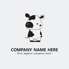 Cow illustration black and white for logo company vector image
