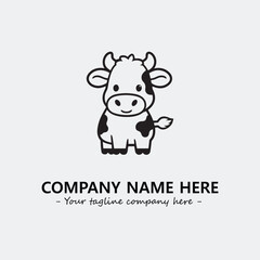 Cow illustration black and white for logo company vector image
