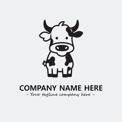 Cow illustration black and white for logo company vector image
