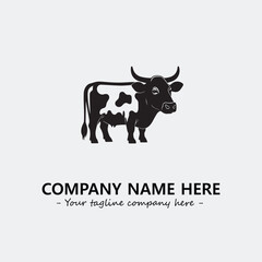 Cow illustration black and white for logo company vector image
