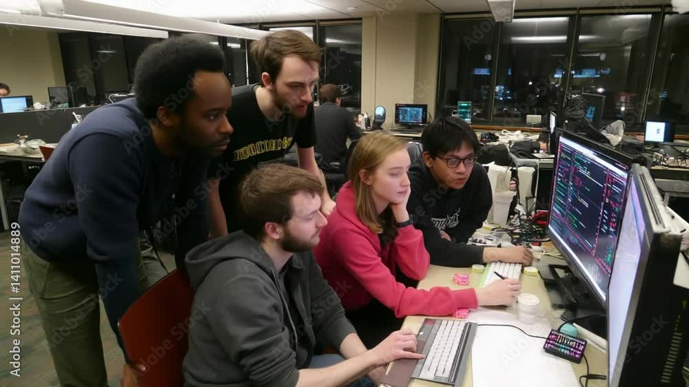 Poster students collaborate on programming tasks in computer science class generative ai