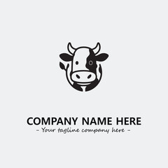 Cow illustration black and white for logo company vector image
