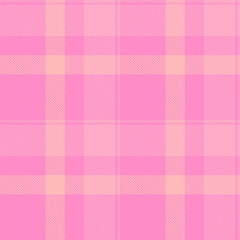 Female fabric seamless plaid, kind texture check textile. Conceptual tartan pattern background vector in pink and red colors.