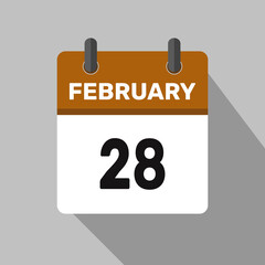 february 28 calendar icon vector month date number illustration design