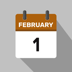 february 1 calendar icon vector month date number illustration design