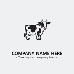 Cow illustration black and white for logo company vector image
