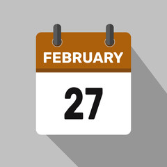 february 27 calendar icon vector month date number illustration design