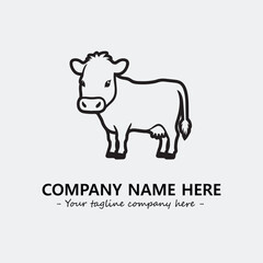 Cow illustration black and white for logo company vector image
