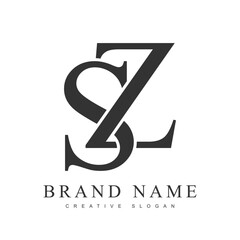SZ trendy logotype template. Initial letter s and z classic font style. Creative logo for company name or identity.